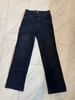 PAIGE Sasha Dark Indigo Wide-Leg High-Rise Jeans 34.5” inseam